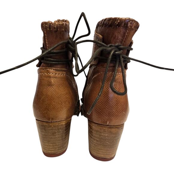 Bed|Stu Bia Tan Dip Dye Leather Ankle Boot Western Boho Festival Size 9 - Picture 3 of 12